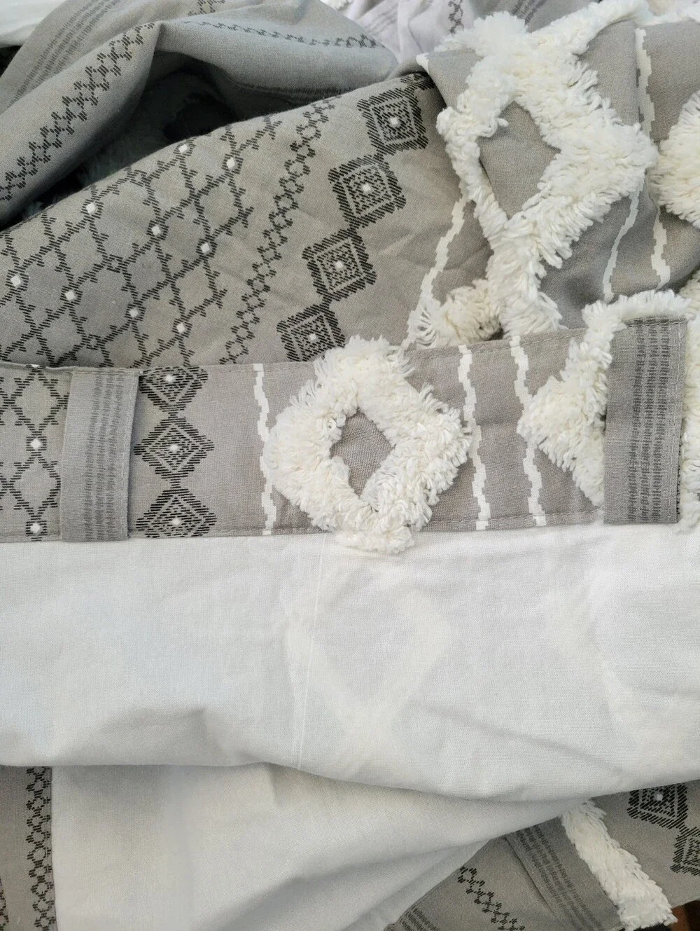 Ink + Ivy Imani Cotton Printed Single Curtain Panel Chenille Stripe Gray 50 x 95